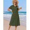 image:imageZeagoo Summer Dresses for Women 2026 Button Down Shirt Dresses Aline Long Sundress Short Sleeve Beach Travel Cover UpArmy Green
