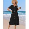 image:imageZeagoo Summer Dresses for Women 2026 Button Down Shirt Dresses Aline Long Sundress Short Sleeve Beach Travel Cover UpBlack