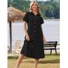 image:imageZeagoo Summer Dresses for Women 2026 Button Down Shirt Dresses Aline Long Sundress Short Sleeve Beach Travel Cover UpBlack