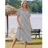 image:imageZeagoo Summer Dresses for Women 2026 Button Down Shirt Dresses Aline Long Sundress Short Sleeve Beach Travel Cover UpBlack Stripe