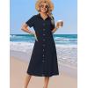 image:imageZeagoo Summer Dresses for Women 2026 Button Down Shirt Dresses Aline Long Sundress Short Sleeve Beach Travel Cover UpBlue