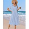 image:imageZeagoo Summer Dresses for Women 2026 Button Down Shirt Dresses Aline Long Sundress Short Sleeve Beach Travel Cover UpBlue Stripe