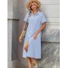 image:imageZeagoo Summer Dresses for Women 2026 Button Down Shirt Dresses Aline Long Sundress Short Sleeve Beach Travel Cover UpBlue Stripe