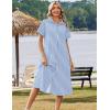 image:imageZeagoo Summer Dresses for Women 2026 Button Down Shirt Dresses Aline Long Sundress Short Sleeve Beach Travel Cover UpBlue Stripe