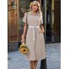 image:imageZeagoo Summer Dresses for Women 2026 Button Down Shirt Dresses Aline Long Sundress Short Sleeve Beach Travel Cover UpBrown Stripe