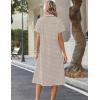 image:imageZeagoo Summer Dresses for Women 2026 Button Down Shirt Dresses Aline Long Sundress Short Sleeve Beach Travel Cover UpBrown Stripe
