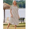 image:imageZeagoo Summer Dresses for Women 2026 Button Down Shirt Dresses Aline Long Sundress Short Sleeve Beach Travel Cover UpBrown Stripe
