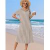 image:imageZeagoo Summer Dresses for Women 2026 Button Down Shirt Dresses Aline Long Sundress Short Sleeve Beach Travel Cover UpBrown Stripe