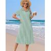 image:imageZeagoo Summer Dresses for Women 2026 Button Down Shirt Dresses Aline Long Sundress Short Sleeve Beach Travel Cover UpGreen Stripe