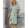 image:imageZeagoo Summer Dresses for Women 2026 Button Down Shirt Dresses Aline Long Sundress Short Sleeve Beach Travel Cover UpGreen Stripe