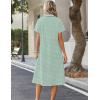 image:imageZeagoo Summer Dresses for Women 2026 Button Down Shirt Dresses Aline Long Sundress Short Sleeve Beach Travel Cover UpGreen Stripe