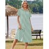 image:imageZeagoo Summer Dresses for Women 2026 Button Down Shirt Dresses Aline Long Sundress Short Sleeve Beach Travel Cover UpGreen Stripe