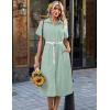 image:imageZeagoo Summer Dresses for Women 2026 Button Down Shirt Dresses Aline Long Sundress Short Sleeve Beach Travel Cover UpGreen Stripe