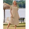 image:imageZeagoo Summer Dresses for Women 2026 Button Down Shirt Dresses Aline Long Sundress Short Sleeve Beach Travel Cover UpKhaki