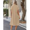 image:imageZeagoo Summer Dresses for Women 2026 Button Down Shirt Dresses Aline Long Sundress Short Sleeve Beach Travel Cover UpKhaki