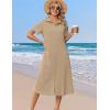 image:imageZeagoo Summer Dresses for Women 2026 Button Down Shirt Dresses Aline Long Sundress Short Sleeve Beach Travel Cover UpKhaki