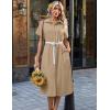image:imageZeagoo Summer Dresses for Women 2026 Button Down Shirt Dresses Aline Long Sundress Short Sleeve Beach Travel Cover UpKhaki
