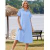 image:imageZeagoo Summer Dresses for Women 2026 Button Down Shirt Dresses Aline Long Sundress Short Sleeve Beach Travel Cover UpLight Blue