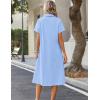 image:imageZeagoo Summer Dresses for Women 2026 Button Down Shirt Dresses Aline Long Sundress Short Sleeve Beach Travel Cover UpLight Blue