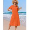 image:imageZeagoo Summer Dresses for Women 2026 Button Down Shirt Dresses Aline Long Sundress Short Sleeve Beach Travel Cover UpOrange