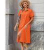 image:imageZeagoo Summer Dresses for Women 2026 Button Down Shirt Dresses Aline Long Sundress Short Sleeve Beach Travel Cover UpOrange