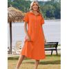 image:imageZeagoo Summer Dresses for Women 2026 Button Down Shirt Dresses Aline Long Sundress Short Sleeve Beach Travel Cover UpOrange