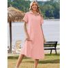 image:imageZeagoo Summer Dresses for Women 2026 Button Down Shirt Dresses Aline Long Sundress Short Sleeve Beach Travel Cover UpPink