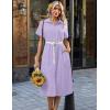 image:imageZeagoo Summer Dresses for Women 2026 Button Down Shirt Dresses Aline Long Sundress Short Sleeve Beach Travel Cover UpPurple Stripe
