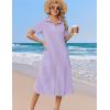 image:imageZeagoo Summer Dresses for Women 2026 Button Down Shirt Dresses Aline Long Sundress Short Sleeve Beach Travel Cover UpPurple Stripe