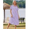 image:imageZeagoo Summer Dresses for Women 2026 Button Down Shirt Dresses Aline Long Sundress Short Sleeve Beach Travel Cover UpPurple Stripe