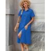 image:imageZeagoo Summer Dresses for Women 2026 Button Down Shirt Dresses Aline Long Sundress Short Sleeve Beach Travel Cover UpRoyal Blue