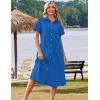 image:imageZeagoo Summer Dresses for Women 2026 Button Down Shirt Dresses Aline Long Sundress Short Sleeve Beach Travel Cover UpRoyal Blue