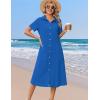 image:imageZeagoo Summer Dresses for Women 2026 Button Down Shirt Dresses Aline Long Sundress Short Sleeve Beach Travel Cover UpRoyal Blue