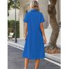 image:imageZeagoo Summer Dresses for Women 2026 Button Down Shirt Dresses Aline Long Sundress Short Sleeve Beach Travel Cover UpRoyal Blue