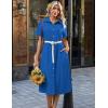 image:imageZeagoo Summer Dresses for Women 2026 Button Down Shirt Dresses Aline Long Sundress Short Sleeve Beach Travel Cover UpRoyal Blue