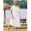 image:imageZeagoo Summer Dresses for Women 2026 Button Down Shirt Dresses Aline Long Sundress Short Sleeve Beach Travel Cover UpWhite