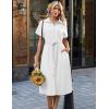 image:imageZeagoo Summer Dresses for Women 2026 Button Down Shirt Dresses Aline Long Sundress Short Sleeve Beach Travel Cover UpWhite