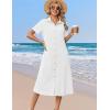 image:imageZeagoo Summer Dresses for Women 2026 Button Down Shirt Dresses Aline Long Sundress Short Sleeve Beach Travel Cover UpWhite