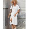 image:imageZeagoo Summer Dresses for Women 2026 Button Down Shirt Dresses Aline Long Sundress Short Sleeve Beach Travel Cover UpWhite