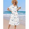 image:imageZeagoo Summer Dresses for Women 2026 Button Down Shirt Dresses Aline Long Sundress Short Sleeve Beach Travel Cover UpWhite Floral