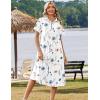 image:imageZeagoo Summer Dresses for Women 2026 Button Down Shirt Dresses Aline Long Sundress Short Sleeve Beach Travel Cover UpWhite Floral