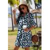 image:imageZeagoo Summer Dresses for Women 2026 V Neck Ruffle Sleeve Casual Shift Dress Hawaiian Sundress Beach Vacation ClothesBlue Leaves