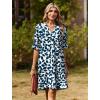 image:imageZeagoo Summer Dresses for Women 2026 V Neck Ruffle Sleeve Casual Shift Dress Hawaiian Sundress Beach Vacation ClothesBlue Leaves