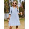 image:imageZeagoo Summer Dresses for Women 2026 V Neck Ruffle Sleeve Casual Shift Dress Hawaiian Sundress Beach Vacation ClothesBlue and White Stripes