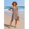 image:imageZeagoo Summer Dresses for Women 2026 V Neck Ruffle Sleeve Casual Shift Dress Hawaiian Sundress Beach Vacation ClothesDark Leopard Print