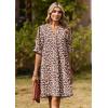 image:imageZeagoo Summer Dresses for Women 2026 V Neck Ruffle Sleeve Casual Shift Dress Hawaiian Sundress Beach Vacation ClothesDark Leopard Print