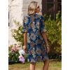 image:imageZeagoo Summer Dresses for Women 2026 V Neck Ruffle Sleeve Casual Shift Dress Hawaiian Sundress Beach Vacation ClothesDeep Blue Ethnic Floral