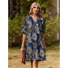 image:imageZeagoo Summer Dresses for Women 2026 V Neck Ruffle Sleeve Casual Shift Dress Hawaiian Sundress Beach Vacation ClothesDeep Blue Ethnic Floral