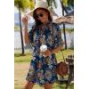 image:imageZeagoo Summer Dresses for Women 2026 V Neck Ruffle Sleeve Casual Shift Dress Hawaiian Sundress Beach Vacation ClothesDeep Blue Ethnic Floral