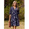 image:imageZeagoo Summer Dresses for Women 2026 V Neck Ruffle Sleeve Casual Shift Dress Hawaiian Sundress Beach Vacation ClothesDeep Blue Floral